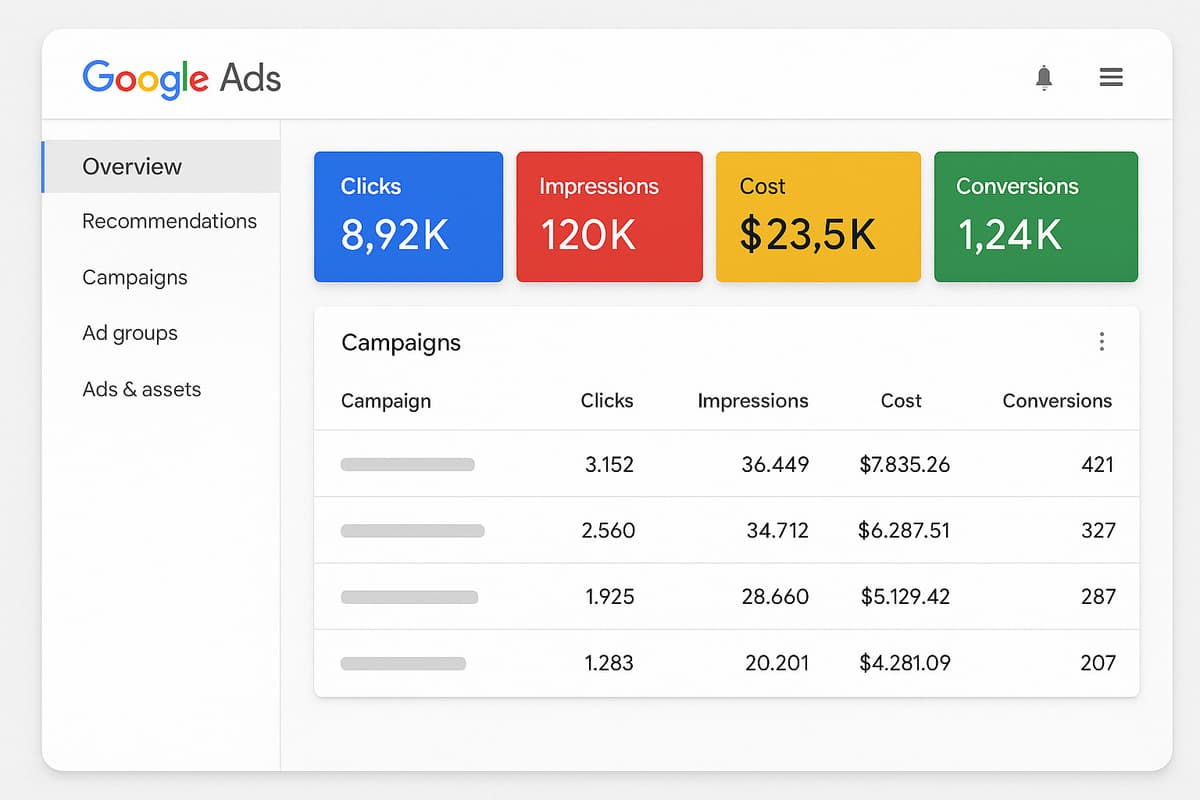 Mirrormate project screenshot - Google Ads Campaign Results
