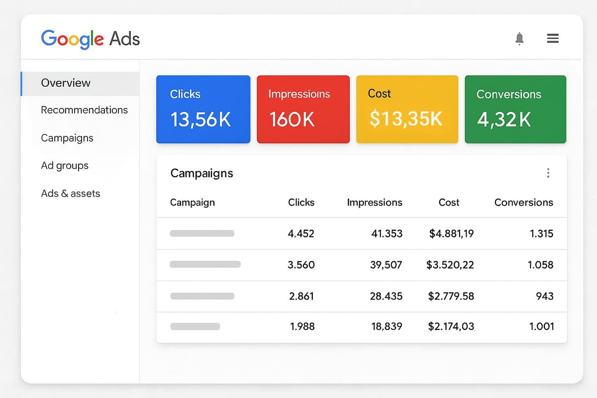 Venus Et Fleur project screenshot - Google Ads Campaign Results